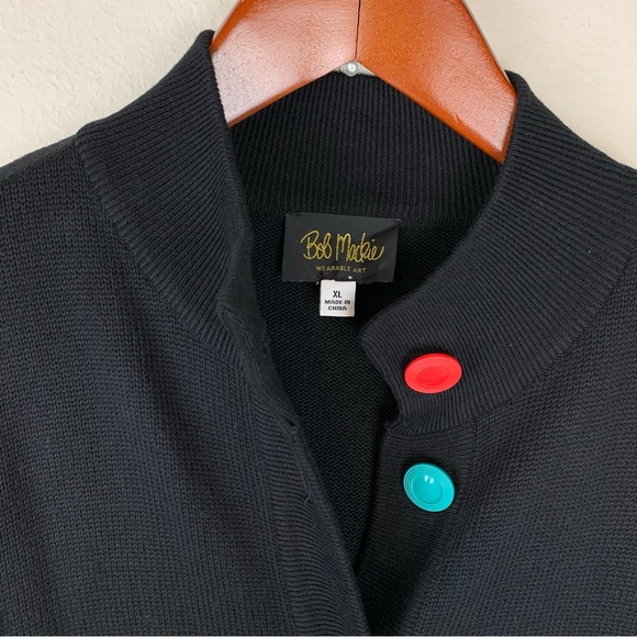 Bob Mackie Colorful Rainbow Sweater Button Down Cardigan Vintage Wearable Art - Picture 3 of 5